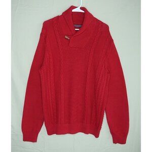Sean John Men's Cowl Neck Sweater Size Large Red Long Sleeves Cable Knit